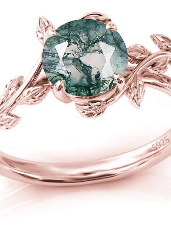 Jewelry - Natural Moss Agate Ring 925 Sterling Silver Opal Birthstone Ring 925 Sterling Si
